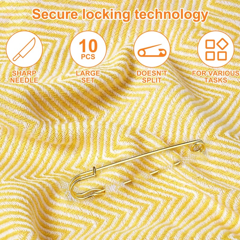 Extra Large Safety Pins, 10 PCS Heavy Duty Big Safty