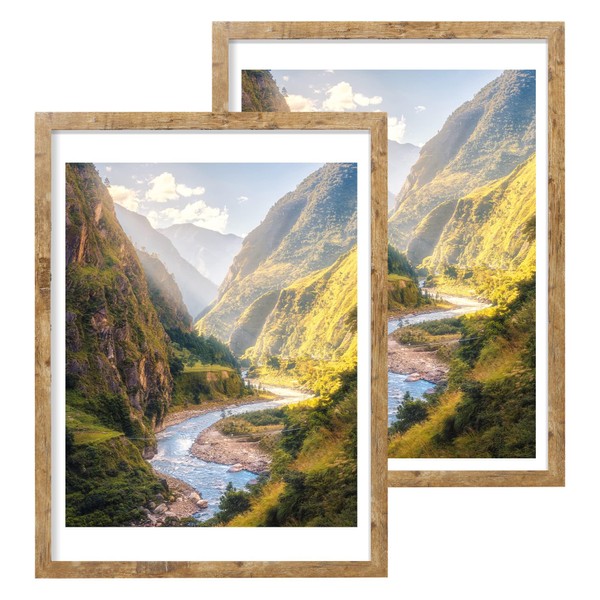 iRahmen 18x24 Frame Set of 2, Rustic Brown Wood Frame,