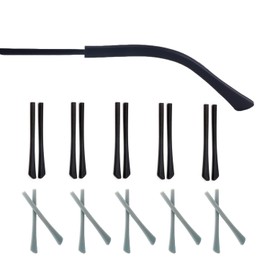 UPIONIC Replacement Glasses End Tips, Anti-Slip Silicone Ear Sock Pieces Tube Sleeve Eyewear Temple Tips for Thin Metal Eyeglass Legs(Black/Grey,10pairs)