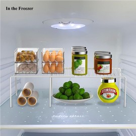 Homics Kitchen Cabinet Organizer and Storage Shelves Expandable Freezer Shelf Organizer Rack with Scratch Resistant Feet for Counter Pantry Dish Spice Cupboards