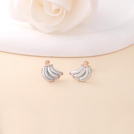 Cute Banana Earrings for Women - 925 Sterling Silver Banana Stud Earrings Cute Fruit Earrings Studs Hypoallergenic Jewelry Gifts for Women