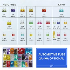 300Pcs Car Fuse Assortment Kit, 160 Mini Blade Fuses Automotive + 90 Standard Auto Fuses + 50 Micro Fuse + 1 Puller – for Car/RV/Truck/Motorcycle(2Amp 3A 5A 7.5A 10A 15A 20A 25A 30A 35A 40A)