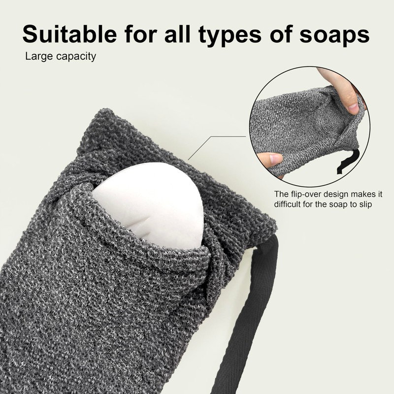Beiskll 2 Pack Soap Bag Deep Roughness,Exfoliating Soap Saver Pouch,Bar