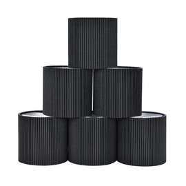 LAMPWELL KETTE Clip-on Pleated Fabric Lamp Shades for Chandelier,Set of 6,Small Drum,5.4"×5.4"×H5.2",TC fabric,Handmade,Modern Trendy Decorative, Black