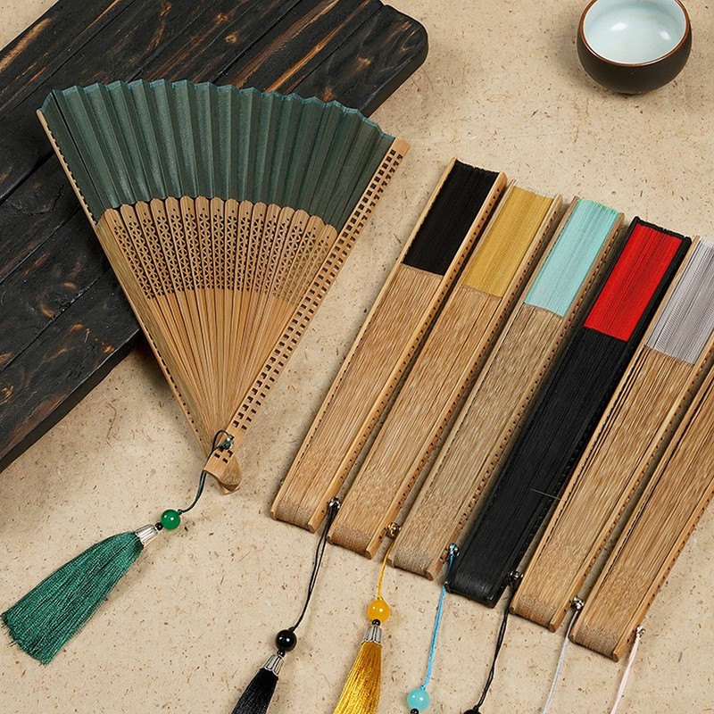 GFM® Bamboo Silk Handheld Folding Chinese Hand Fans for Summer,