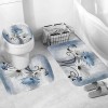 4-Piece Blue Daisy Flowers Waterproof Blackout Polyester Shower Curtain Set