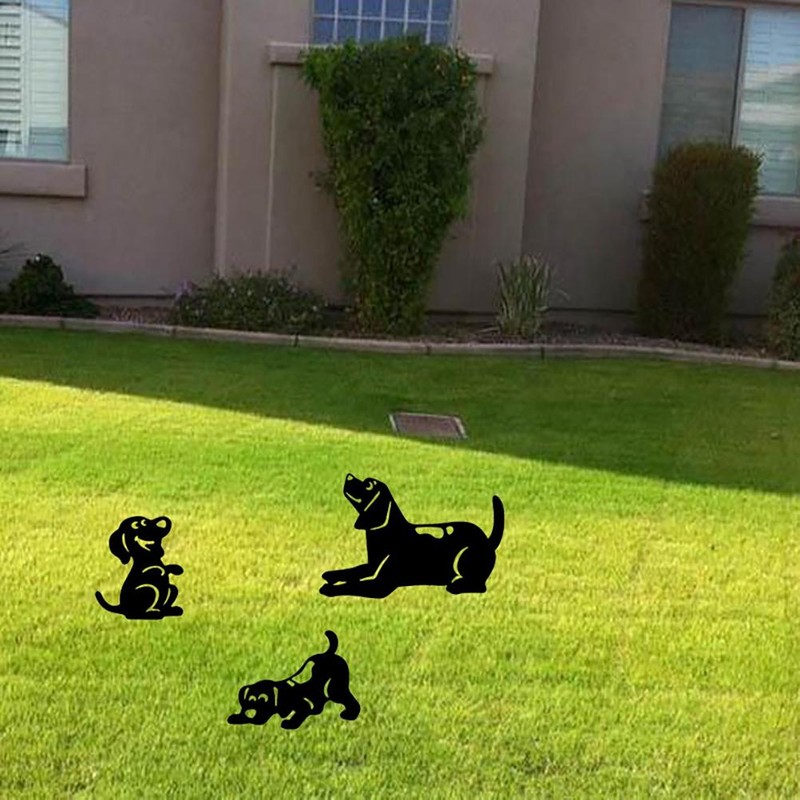 3PCS/Set Animal Silhouette Stake Dog Garden Decoration Dog Silhouette for