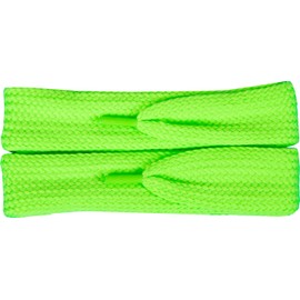 2Stoned Original Phat Laces 120 cm Long and 3 cm Wide, Flat Wide Coloured Shoelaces, neon green