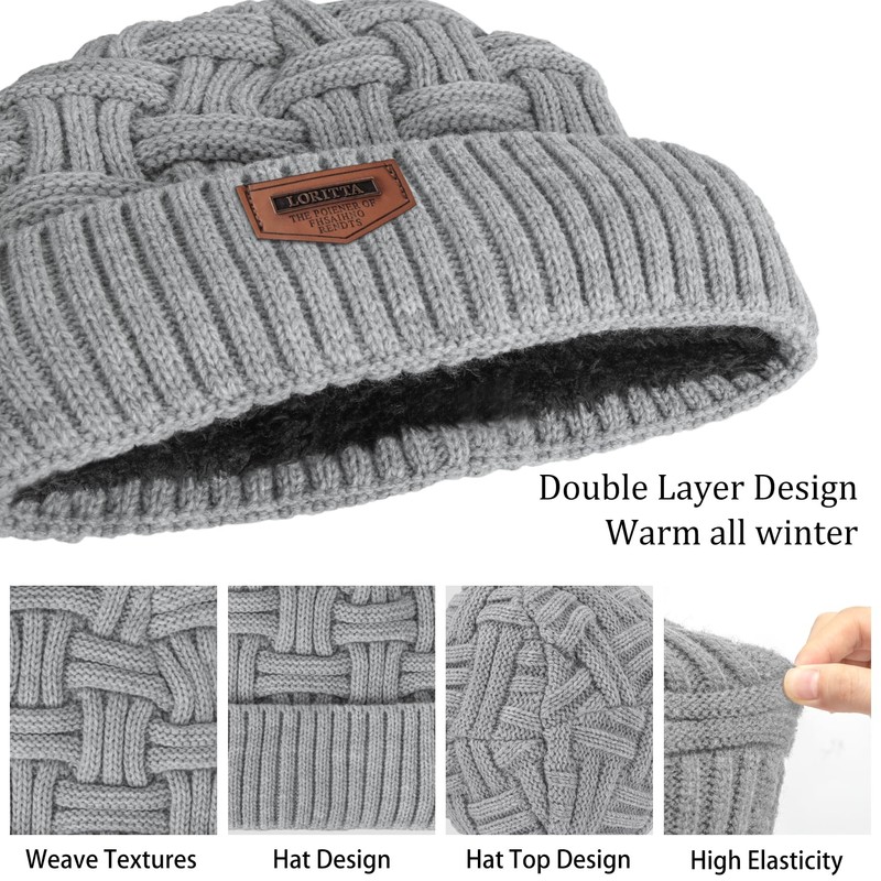 Loritta Winter Hat Warm Knitted Thick Baggy Slouchy Beanie Skull