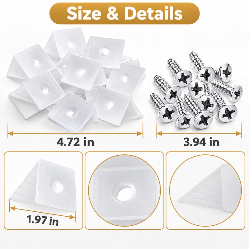 20/40/60/80/100pcs Drawer Wedge Supports with Screws – Plastic Bottom Support