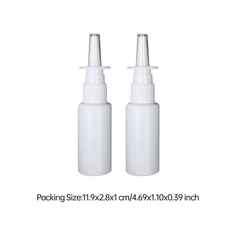 Tustao 2 Pieces White Nasal Spray Bottle 30ml Plastic Emptying