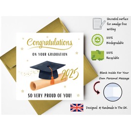 Printperfect - Graduation Card, Congratulations On Your Graduation, well done, you did it, graduation 2025, class of 2025. For Son, Daughter, relative, him, her