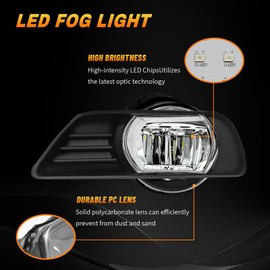 OKISWA LED Fog Lights For 2007 2008 2009 Toyota Camry, Front Bumper Fog Lamps Replacement with Wiring Harness,Easy to Install