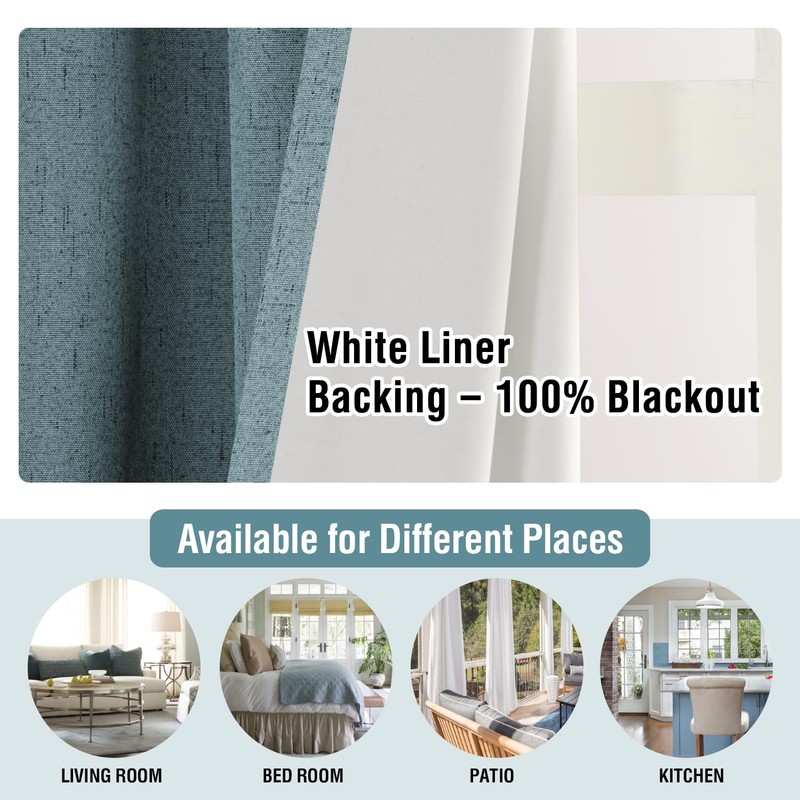 H.VERSAILTEX Linen Blackout Curtains 96 Inches Long 100% Blackout Thermal