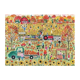 Galison Pumpkin Patch – 1000 Piece Michael Storrings Jigsaw Puzzle Featuring Beautiful Artwork of A Pumpkin Patch During A Fall Day
