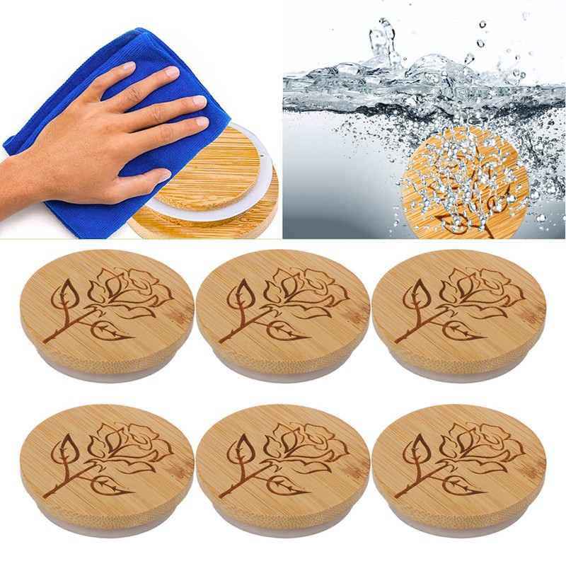 6Pcs Jar Wood Lid Set Easy to Clean Storage Jar