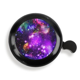 WIRESTER Black Aluminum Round Bike Bell, Classic Ring Bicycle Bell, Bike Accessories Bell Ring for Adults Kids Girls Boys - Purple Nebula Galaxy