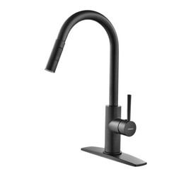 Black Kitchen Faucet with Pull Down Sprayer, Kitchen Faucet Black Sink Faucet with Pull Out Sprayer, Single Hole and 3 Hole Deck Mount, Single Handle Copper Kitchen Faucets, FORIOUS