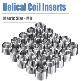 Mesee 30 Pieces Thread Repair Kit M8 x 1.25mm Metric Thread Insert Stripped Thread Repair Drill Tap Hand Tool Kit for Helicoil Type Internal Screw Holes Repairing
