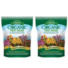 Espoma Organic Peat Moss; All-Natural Horticultural Grade Sphagnum Peat Moss Approved for Organic Gardening. Helps Improve Aeration & Moisture Retention. Promotes Root Growth – Pack of Two