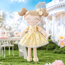Gloveleya 16 Inch Floral Yellow Soft First Baby Doll Plush with Gift Bag