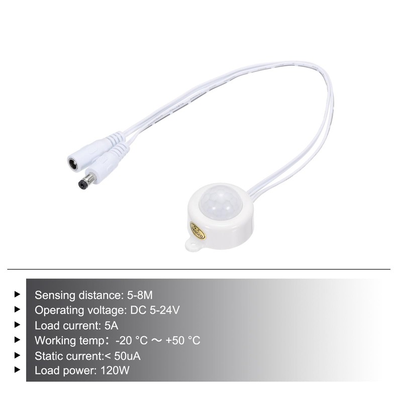 sourcing map DC 5V-24V 5A PIR Motion Activated Sensor Switch