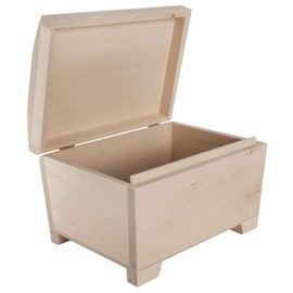 Wooden Storage Chest with Curved Hinged Lid | 20 x 14 x 12.5 cm | Trinket Keepsake Gift Decorative Box | Unpainted & Untreated Plain Lindenwood