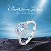 INFUSEU March Birthstone Ring Aquamarine Rings for Women Sterling Silver
