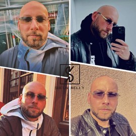 SHEEN KELLY Retro Rimless Sunglasses for Men Women Rectangle Ultra Small Frame Sunglasses Transparent Glasses, 7