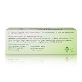 Himalaya Refreshing Cucumber Cleansing Bar, Face and Body Soap for Soft Skin, 4.41 oz, 6 Pack