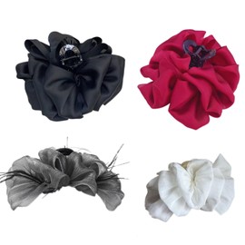 4 bow hair clips, headband hair, shark clip hair accessories (Style1, One size)