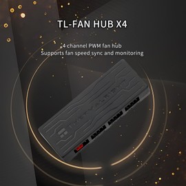 Thermalright Fan HUB X4 Controller CPU Fan Hub Support 4 Groups of Cooler Fans, 4-Port 4 Pin PC Fan Controller, 12V Case Fan Hub, SATA Power Cord Direct Input,PWM Functional Adapter