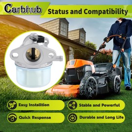 799868 Carburetor Fits 498170 497586 497314 698444 498254 497347 Models, 4-7 hp Engines with No Choke, Replacement Carburetor with Gasket and O-Ring 497410 499617 692648 693909 694202 790821 799872