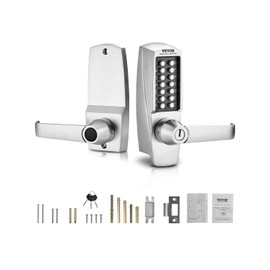 VEVOR Mechanical Keyless Entry Door Lock, 14 Key, Mechanical Keypad with Handle, Stainless Steel Waterproof Keyless Gate Lock, for Home Office Outdoor Garage