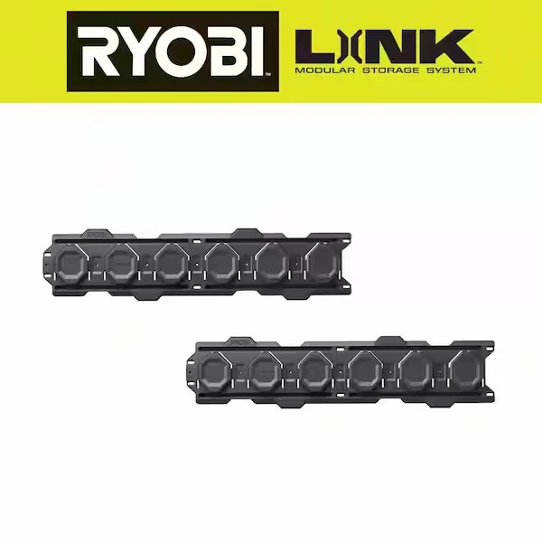 RYOBI Wall Rails LINK Storage System 2 Pack Garage Organizer