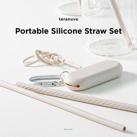 Teranuvo Silicone Straw Set - 2 Straws, Cleaning tools, Carrying pouch included. Premium food grade silicone, portable and easy to carry