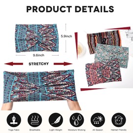 Carede Diademas Anchas Bohemias Para Mujer Diadema De Turbante Extra Grande Diadema De Nudo Trenzado Diademas De Bandana Gruesas Africanas Entrecruzadas, Paquete De 6