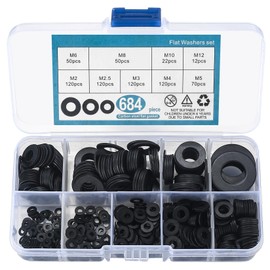 TOOINKCV Flat Washers Assortment Set, 684 Pcs Sealing Gasket Washers Kit, Metal Round Flat Lock Seals Spacer Washers, O Ring Washers Set for General Repair, M2 M2.5 M3 M4 M5 M6 M8 M10 M12