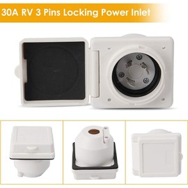 OPL5 30AMP RV Power Inlet Receptacle, RV Power Female Twist Lock Connector, RV Power Plug Twist Lock Inlet with Weatherproof Cover Boot Kit 125V RV Shore Power Inlet Plug for Trailer Boat Camper