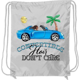 inktastic Convertible Hair Don't Care with Black Hair and Blue Car Drawstring Bag White 362ef