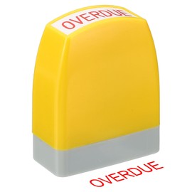 PATIKIL Overdue Time Notice Stamp Self Inking, Red Ink Office Stamps Pre Inked Message Stamp Refillable Business Stamp, Yellow