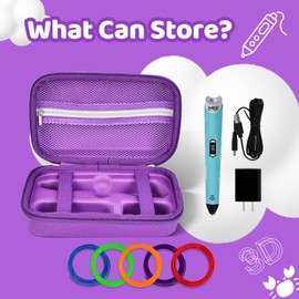 Hard Carrying Case Compatible with SCRIB3D P1 3D Printing Pen with Display, Storage Carrier Case for PLA Filament and other accessories (Purple)