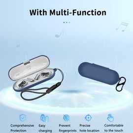 Nothing Ear (Open) Open-Ear Case Cover, Wireless Earphone Silicone Protective Case (with Carabiner + Lanyard), Drop, Scratch, Shock-Proof, Dust-Proof, Reserved Charging Port (Blue)