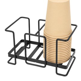 Adorila Bathroom Cup Dispenser, Small Metal Disposable Paper Cup Holder, Coffee Drink Organizer Paper Cup Storage for Home Office (Small, Black)