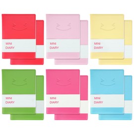 12 Pcs Smile Pocket Notebooks with 6 Color, Mini Diary Notepad Memo Book, Small Journal with PU Cover, Portable Candy Colors Note Book for School Office Supplies, Kawaii Notebook for Girls Women Gifts (12 PCS)