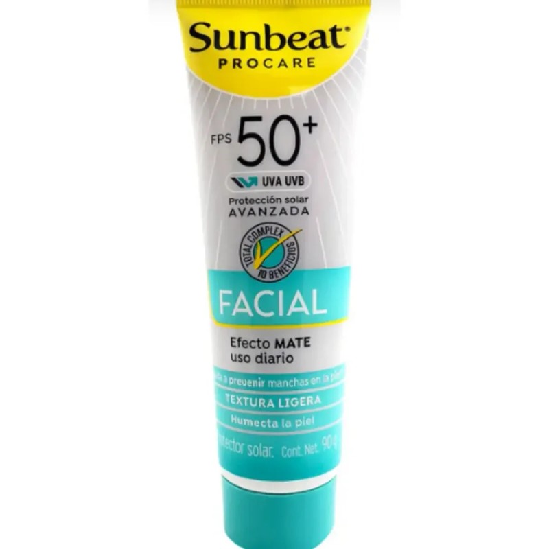 Protector Solar Facial FPS 50+ Efecto Mate x 90g Sunbeat