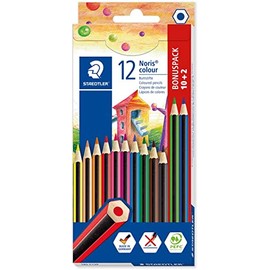 STAEDTLER Noris Colour Colouring Pencils Set of 10 + 2 Free Pens Drawing Artist Pen Brush