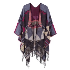 Urban GoCo Women's Poncho, Stole, Bohemian Tassel Scarf -