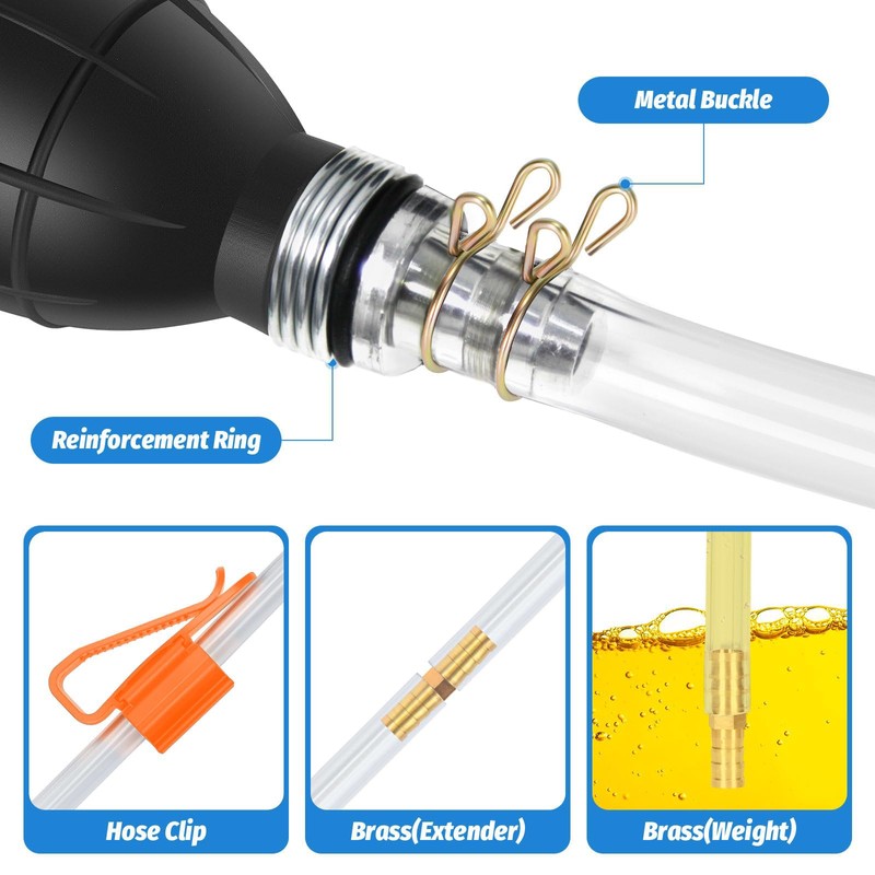 Gasoline Siphon Hose, Gas Oil Water Fuel Transfer Siphon Pump,