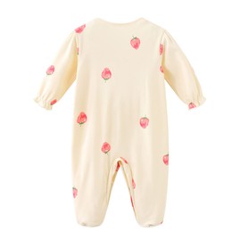 Newborn Baby Girl Clothes Romper Onesie Cotton Newborn Outfit for Girls Cute Infant Girl Jumpsuits Clothes for 9-12 Months Strawberry